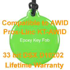Proximity Epoxy Key Fob for AWID 33 bit DSX D10202 Compatible with KT-AWID Tag